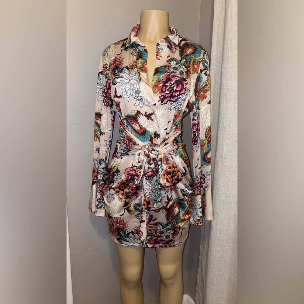 Fashion Nova Multicolor Floral Wrap Dress
